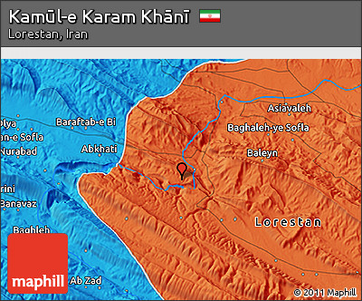 Political 3D Map of Kamūl-e Karam Khānī