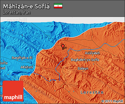 Political 3D Map of Māhīzān-e Soflá