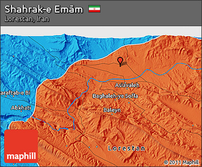 Political 3D Map of Shahrak-e Emām