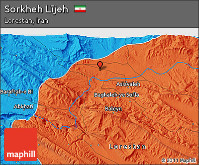Political 3D Map of Sorkheh Lījeh