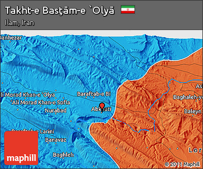 Political 3D Map of Takht-e Basţām-e `Olyā