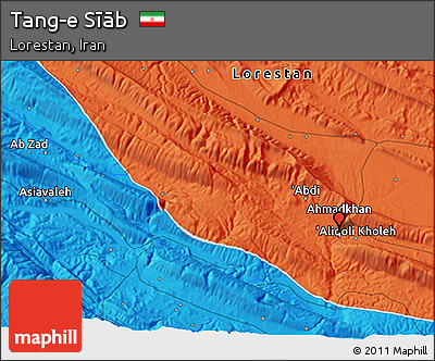 Political 3D Map of Tang-e Sīāb