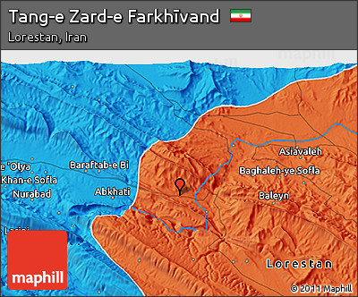 Political 3D Map of Tang-e Zard-e Farkhīvand