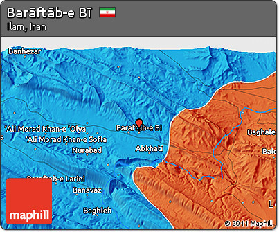 Political 3D Map of Barāftāb-e Bī