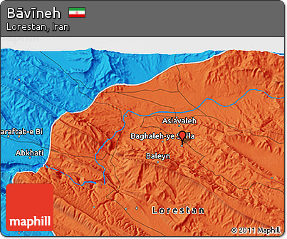 Political 3D Map of Bāvīneh