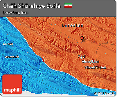 Political 3D Map of Chāh Shūreh-ye Soflá