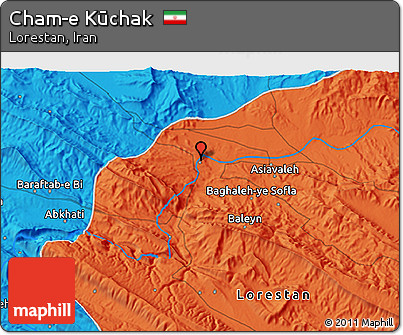 Political 3D Map of Cham-e Kūchak