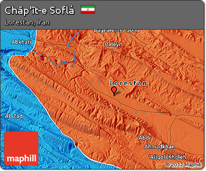 Political 3D Map of Chāp'īt-e Soflá