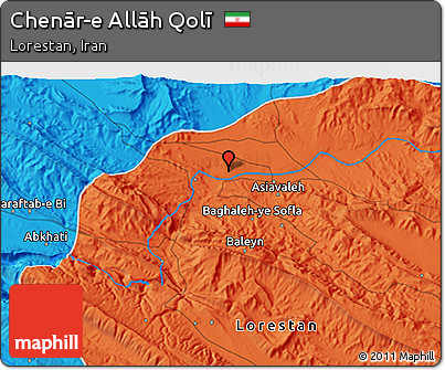 Political 3D Map of Chenār-e Allāh Qolī