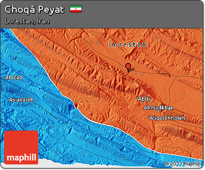 Political 3D Map of Choqā Peyat