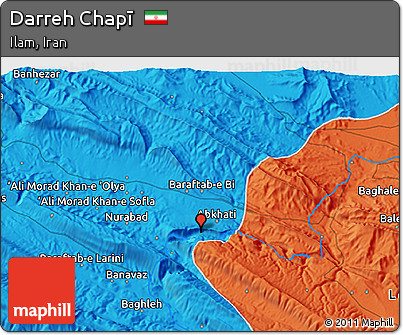 Political 3D Map of Darreh Chapī