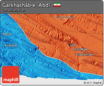 Political 3D Map of Garkhashāb-e `Abdī