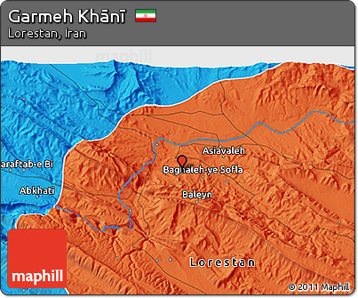 Political 3D Map of Garmeh Khānī