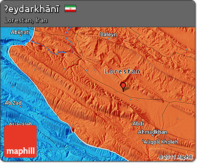 Political 3D Map of Ḩeydarkhānī
