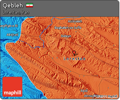 Political 3D Map of Qebleh