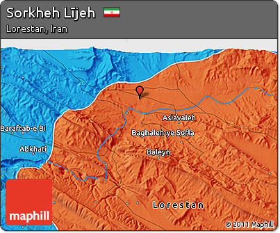 Political 3D Map of Sorkheh Lījeh