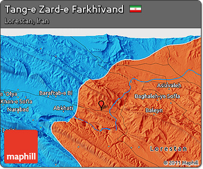 Political 3D Map of Tang-e Zard-e Farkhīvand