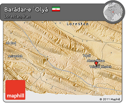 Satellite 3D Map of Barādar-e `Olyā