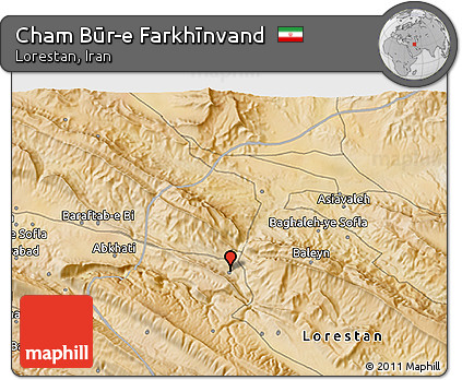 Satellite 3D Map of Cham Būr-e Farkhīnvand