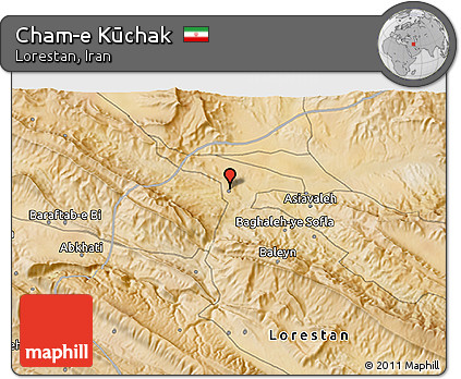 Satellite 3D Map of Cham-e Kūchak