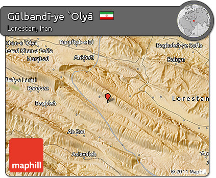 Satellite 3D Map of Gūlbandī-ye `Olyā