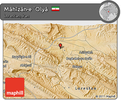 Satellite 3D Map of Māhīzān-e `Olyā