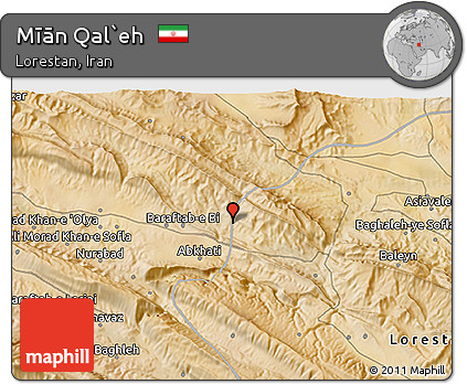 Satellite 3D Map of Mīān Qal`eh