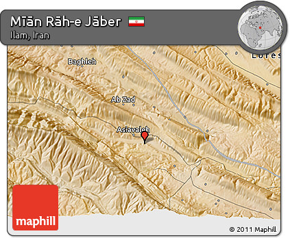 Satellite 3D Map of Mīān Rāh-e Jāber