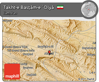 Satellite 3D Map of Takht-e Basţām-e `Olyā