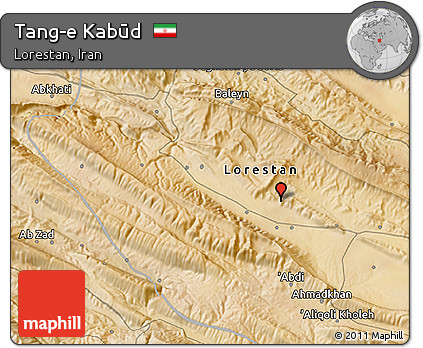Satellite 3D Map of Tang-e Kabūd