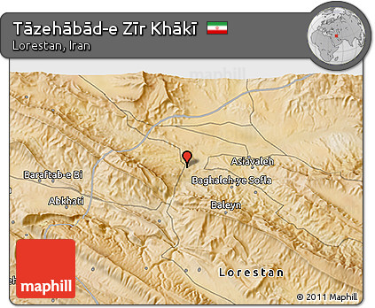 Satellite 3D Map of Tāzehābād-e Zīr Khākī