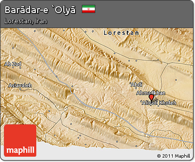 Satellite 3D Map of Barādar-e `Olyā