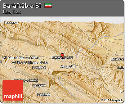 Satellite 3D Map of Barāftāb-e Bī