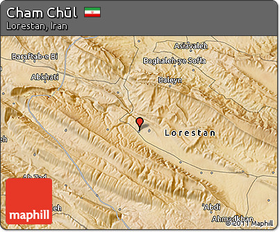 Satellite 3D Map of Cham Chūl