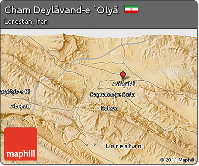 Satellite 3D Map of Cham Deylāvand-e `Olyā