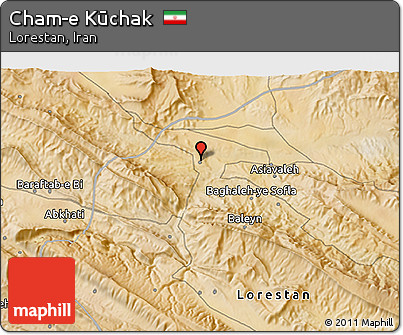 Satellite 3D Map of Cham-e Kūchak