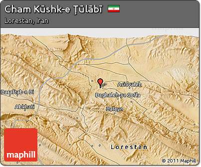 Satellite 3D Map of Cham Kūshk-e Ţūlābī