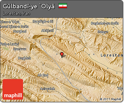Satellite 3D Map of Gūlbandī-ye `Olyā