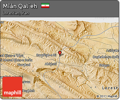 Satellite 3D Map of Mīān Qal`eh