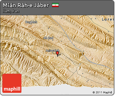 Satellite 3D Map of Mīān Rāh-e Jāber