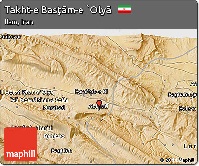 Satellite 3D Map of Takht-e Basţām-e `Olyā