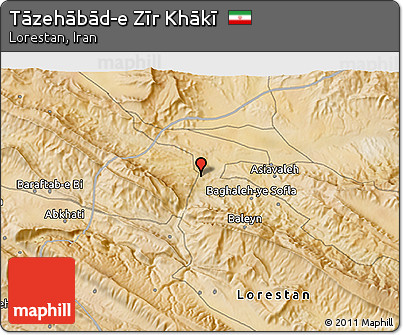 Satellite 3D Map of Tāzehābād-e Zīr Khākī