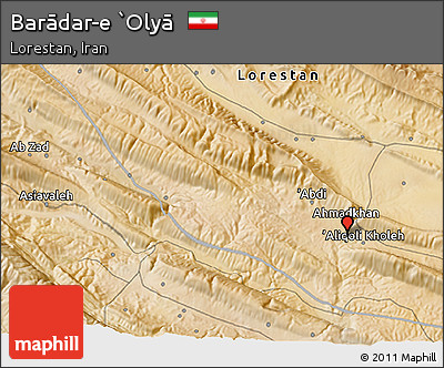 Satellite 3D Map of Barādar-e `Olyā