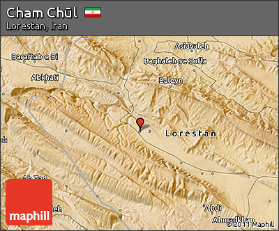 Satellite 3D Map of Cham Chūl