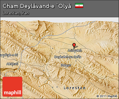 Satellite 3D Map of Cham Deylāvand-e `Olyā