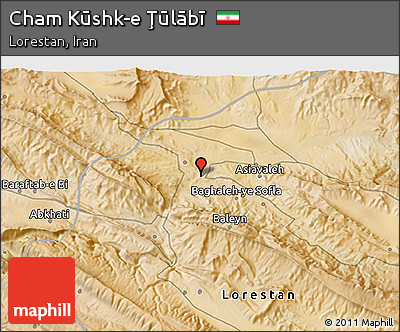 Satellite 3D Map of Cham Kūshk-e Ţūlābī
