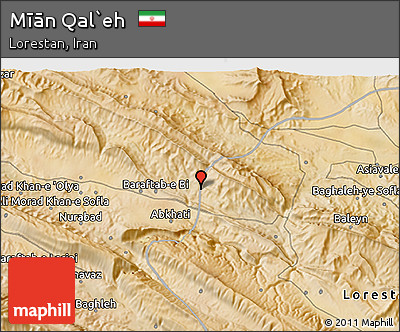 Satellite 3D Map of Mīān Qal`eh