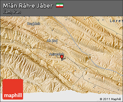 Satellite 3D Map of Mīān Rāh-e Jāber
