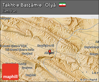 Satellite 3D Map of Takht-e Basţām-e `Olyā