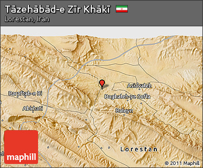 Satellite 3D Map of Tāzehābād-e Zīr Khākī